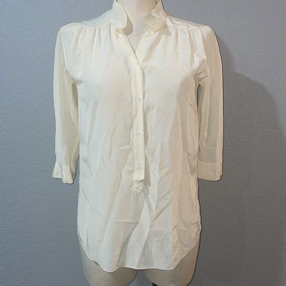 Wilfred Aritzia Women’s Silk Popover Long Blouse Tunic Top size XXS Ivory - Picture 9 of 11